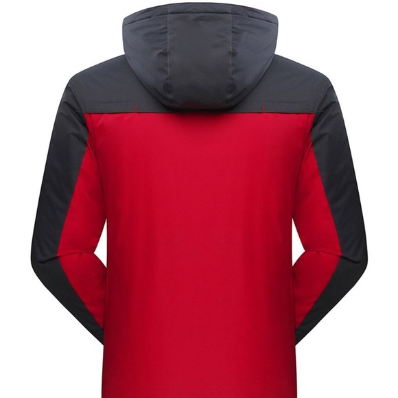 Ski Jacket Waterproof Windproof Snow Jacket Hooded Mens Womens Red & Gray - Picture 7 of 15